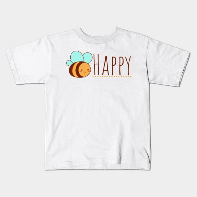 Bee happy Kids T-Shirt by shesarebell